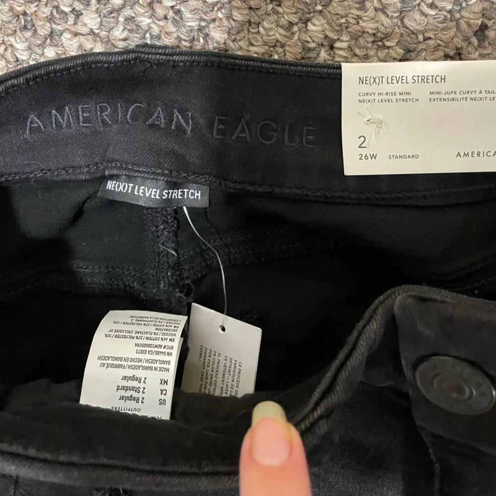 NWT American Eagle Outfitters Distressed Black Jean Mini Skirt - Picture 5 of 7